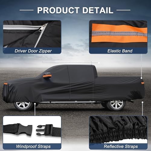 X AUTOHAUX Waterproof Full Car Cover for Toyota Tundra 210D-PU w/Zipper
