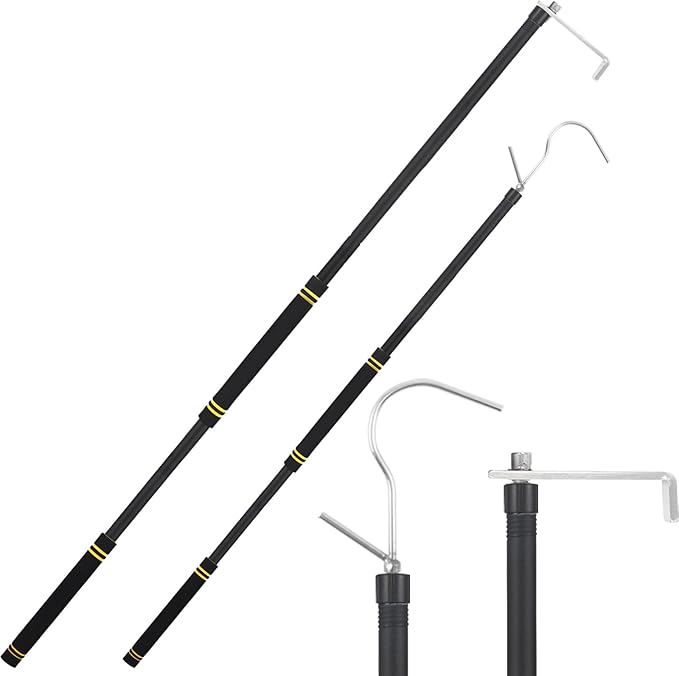 Truck Cargo Retriever Heavy Duty, Cargo Grabber Truck Cargo Retriever 35-77" with Two Hooks Essential Pickup Truck Van RVs Tools Thickened Stainless Steel is Sturdy and Convenient