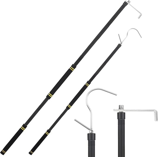 Truck Cargo Retriever Heavy Duty, Cargo Grabber Truck Cargo Retriever 35-77" with Two Hooks Essential Pickup Truck Van RVs Tools Thickened Stainless Steel is Sturdy and Convenient