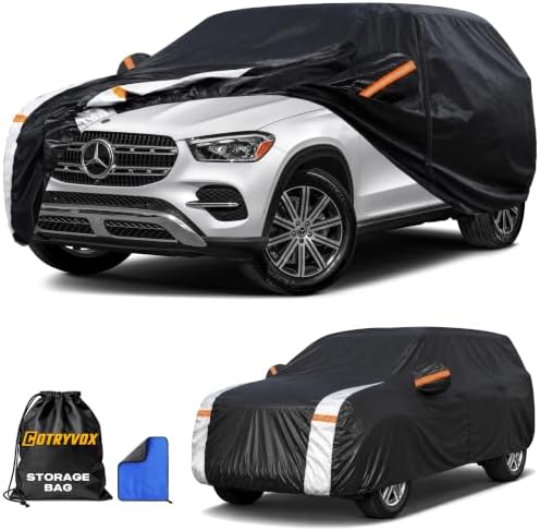 Mercedes Benz GLE Car Cover 100% Waterproof All Weather, Gift with Towel, 10 Layers SUV Car Cover Custom Fit 2015-2026 GLE 350/450/580, 63/53AMG, Outdoor Cover Rain Sun UV Protect with Door Zipper.