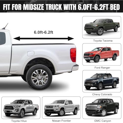 Truck Bed Tarp Cover Replace for Toyota Tacoma, Ford Ranger 6Ft-6.2Ft Bed