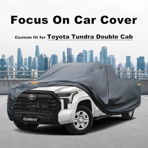 GUNHYI Premium Truck Cover Custom Fit Toyota Tundra CrewMax/Double Cab Short Bed, 16 Layers Heavy Duty Truck Cover Waterproof All Weather with Zipper Door for Sun Rain Snow Dust Uv Protection