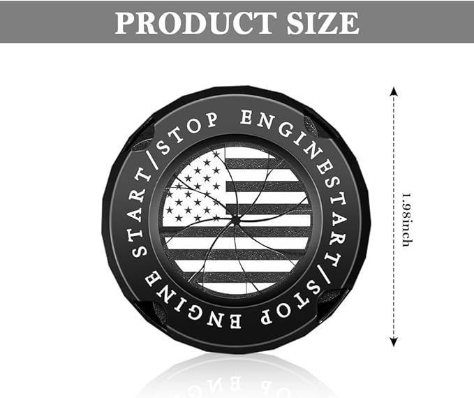 Stylish Car Push Start Button Cover,Spin Type Zinc Alloy Push to Start Button Cover for Car Decor,Universal Engine Start Button Cover Interior Car Accessories for Car Truck SUV (America Flag Black)