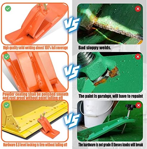 Tractor Bucket Protector(Upgraded Version), 2Pcs Ski Edge Protector, Turf Tamer Skid Protector with Grade8.8 Double Lock Nuts and Bolts, Heavy Duty Steel for Snow Removal Spreading Gravel,Orange