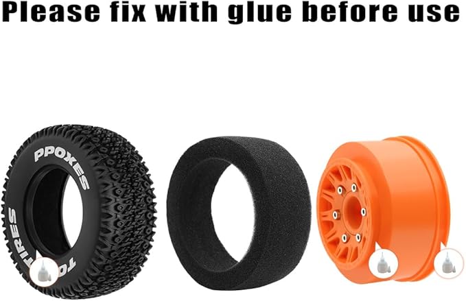 GLOBACT 12mm/14mm Hex RC Wheels and Tires 1/10 RC Truck Tires for Arrma Senton Fury Slash Axial Losi Redcat Rc4wd Hex Detachable Replacement (Orange 4PCS)