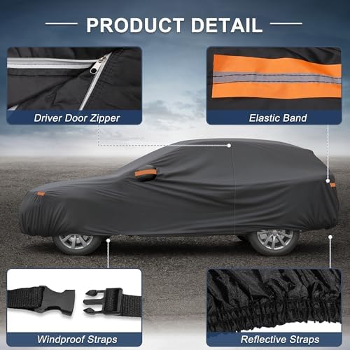 X AUTOHAUX Waterproof Full Car Cover for BMW X5 210D-PU w/Zipper