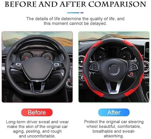 20 Inch Semi Truck Steering Wheel Cover, Carbon Fiber Texture with Inner Ring, Non-Slip & Breathable for Long-Distance Driving, Fits Black Blue 20" Wheels