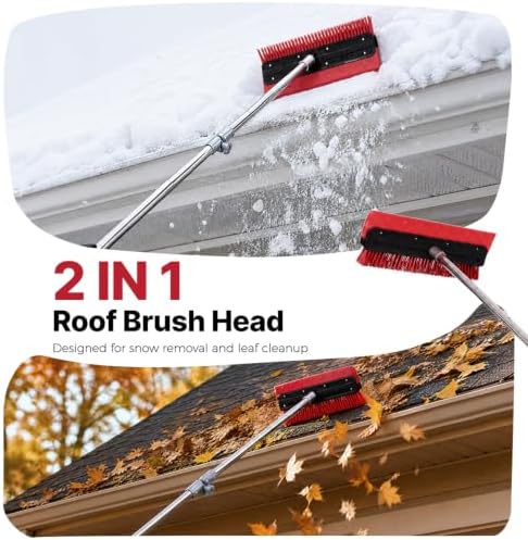 2-in-1 Roof Rake for Snow Removal & Leaf Cleaning, 5-20FT Adjustable