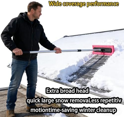 Foam Head Roof Snow Rake, Snow Roof Rake Head,S-Shape Extra-Wide 15.7-Inch Scratch-Free Foam Broom Scraper, Snows Foams Broom Scraper Pusher Lightweight No-Scratch Snows Brush for Vehicles (1Pc)
