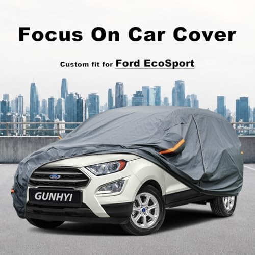GUNHYI Premium Car Cover Custom Fit Ford EcoSport Eco Sport, 16 Layers Heavy Duty Car Cover Waterproof All Weather with Zipper Door for Sun Rain Snow Dust Uv Protection