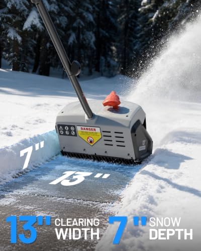 Litheli 13" Electric Snow Shovel, Cordless Brushless, 360° Full Loop Handle, Includes (2) 20V 5.0Ah Batteries and Charger