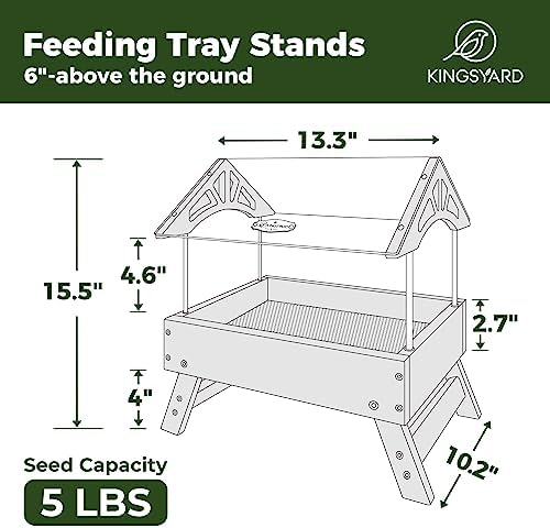 Kingsyard Covered Platform Ground Bird Feeder for Outdoors, Green