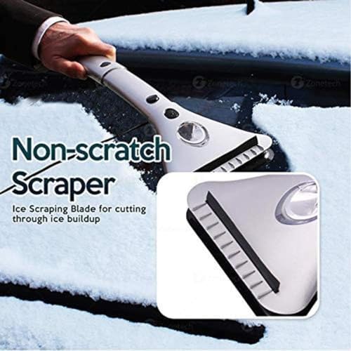 ZONETECH Heated Car Window Ice/Snow Scraper Extendable Auto Windshield Heated Scraper with LED Light,12V Electric Heating, Car Ice & Snow Removal Tool Stocking Stuffer (Silver, 20-Pack)