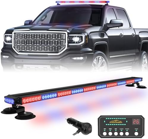 XRIDONSEN 45.5" LED Roof Strobe Light Bar, 128 LED Top Double Side Lights