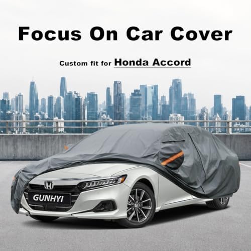 GUNHYI Premium Car Cover Custom Fit Honda Accord (1990-2026), 16 Layers Heavy Duty Car Cover Waterproof All Weather with Zipper Door for Sun Rain Snow Dust Uv Protection