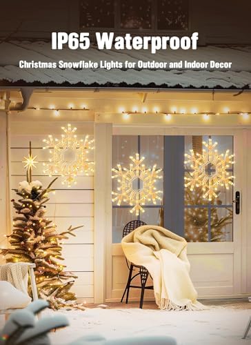 Brightown Christmas Lights Outdoor, 72 LED 20" Folding Big Snowflake Lights