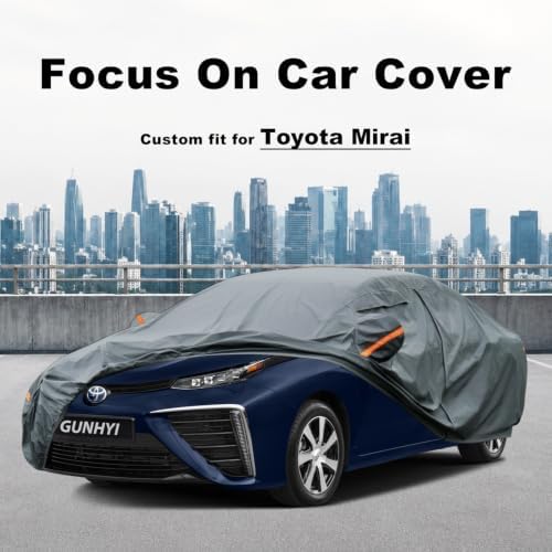 GUNHYI Premium Car Cover Custom Fit Toyota Mirai, 16 Layers Heavy Duty Car Cover Waterproof All Weather with Zipper Door for Sun Rain Snow Dust Uv Protection