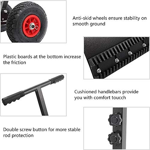 TUFFIOM Snow Pusher Shovel for Driveway with Wheels, 29"/39" Wide Heavy Duty Push Snow Plow Shovel, Wheeled Rolling Snow Shovels for Removal Adjustable Angle & Height Handle (Black(29 inch))