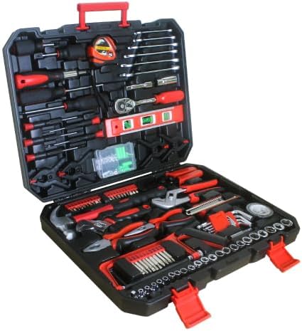 238 Piece Home Repair Tool Kit, Basic Household Hand Tool Set with Portable Hard Case, General Daily Maintenance Tool Box for Homeowner DIY Projects, Black&Red