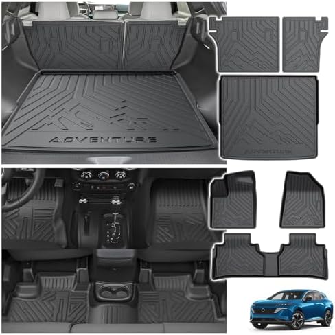 Powerty Floor Mats for Nissan Murano 2025 2026, All Weather 3D TPE Anti-Slip Trunk Cargo Liner Seat Back Covers Protectors Full Set Car Accessories