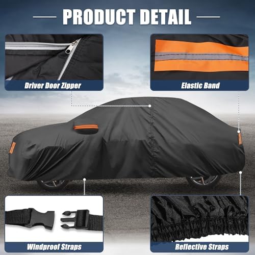 X AUTOHAUX Waterproof Full Car Cover for Toyota Camry 2007-2022 210D-PU