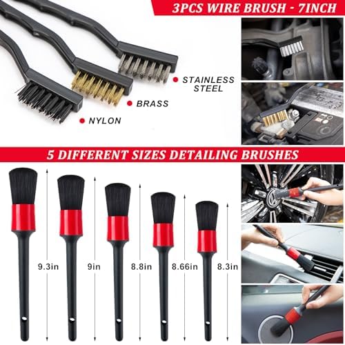 45Pcs Car Wash Cleaning Kit with High Power Handheld Vacuum Windshield Cleaning Tool with Side Mirror Squeegee Detailing Brushes Tire Brush Towels Complete Detailing Set for Car