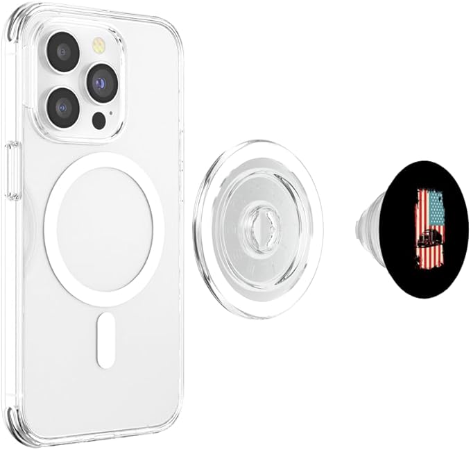 American Flag Trucker Semi Trailer 18 Wheeler Truck Driver PopSockets PopGrip for MagSafe