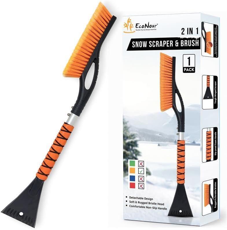 EcoNour 27" Ice Scrapers for Car Windshield, Snow Brush for Car Cleaning