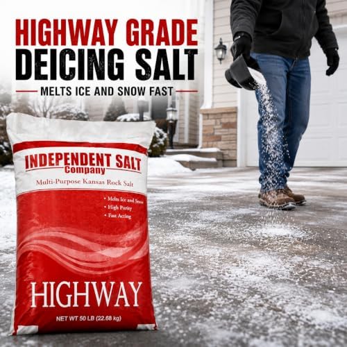 EASYGO PRODUCTS Independent Salt - Snow and Ice Melt Salt for Driveway, Sidewalk, Highway - 50 Pounds 2 Pack