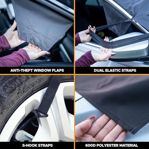 EcoNour Windshield Cover for Ice and Snow,600D Oxford Windshield Snow Cover
