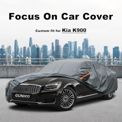 GUNHYI Premium Car Cover Custom Fit Kia K900, 16 Layers Heavy Duty Car Cover Waterproof All Weather with Zipper Door for Sun Rain Snow Dust Uv Protection