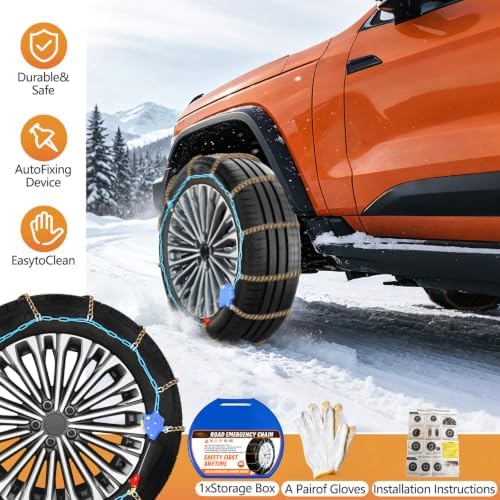 DEDC Auto Lock Snow Tire Chains Heavy-Duty Mn Steel Fits 245 255 265 275