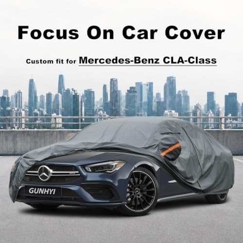 GUNHYI Premium Car Cover Custom Fit Mercedes-Benz CLA-Class CLA 250 CLA 35 CLA 45, 16 Layers Heavy Duty Car Cover Waterproof All Weather with Zipper Door for Sun Rain Snow Dust Uv Protection