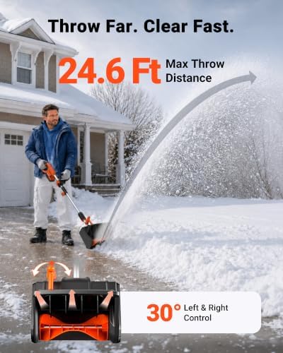 VOLTASK 24V Cordless Electric Snow Shovel, 13-Inch Brushless Snow Blowers