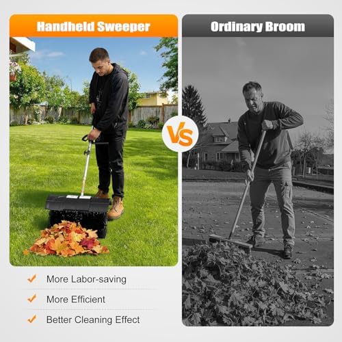 2-Stroke 2.3HP Gas Powered Leaf Blower & Lawn Sweeper, 52CC Handheld Backpack Sweeper with 20.47-Inch Brush, Shoulder Strap & Protective Cover, Snow Blower for Driveway Sidewalk Garden Debris Removal