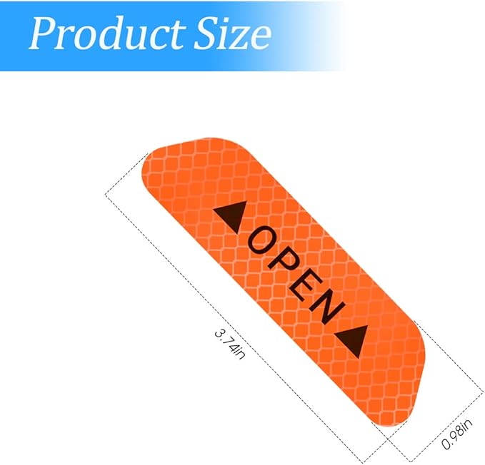 4PCS Reflective Open Warning Stickers for Car Door, Night Visibility Auto Safety Prompt Decals, 3.6 Inch Anti-Collision Protective Strip Tape, Car Accessories Universal for Truck, SUV, Van (Orange)