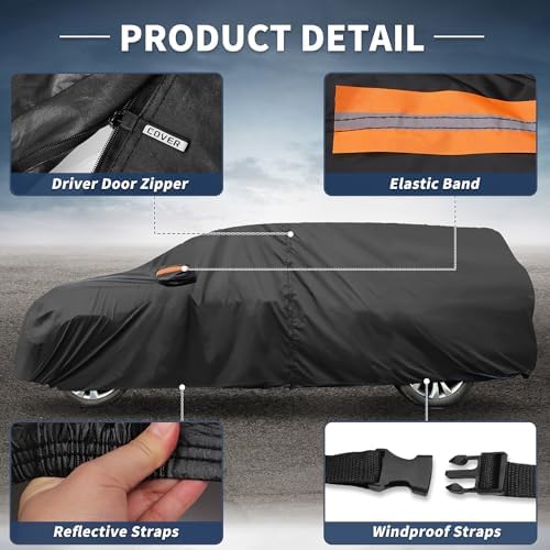 X AUTOHAUX Waterproof Full Car Cover for Toyota Sienna 210D-PU w/Zipper