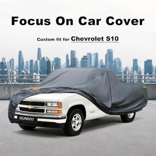 GUNHYI Premium Truck Cover Custom Fit Chevrolet S10, 16 Layers Heavy Duty Truck Cover Waterproof All Weather with Zipper Door for Sun Rain Snow Dust Uv Protection