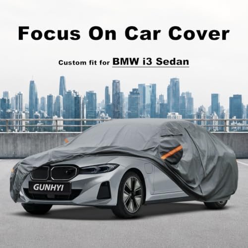 GUNHYI Premium Car Cover Custom Fit BMW i3 Sedan, 16 Layers Heavy Duty Car Cover Waterproof All Weather with Zipper Door for Sun Rain Snow Dust Uv Protection