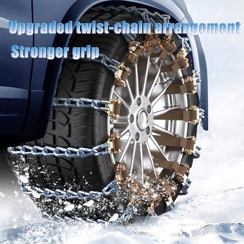 Snow Chains 10 Packs Snow Tire Chains Emergency Anti Slip Tire Traction Chain for Car Truck Pickup in Snow Ice Sand and Mud (Tire Width 165-265mm)