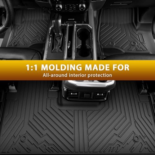 Powerty Floor Mats for 2017-2024 2025 2026 Ford F250/F350/F450 Super Duty Crew Cab All Weather 3D TPE Anti-Slip Truck Liners for 1st & 2nd Row Accessories
