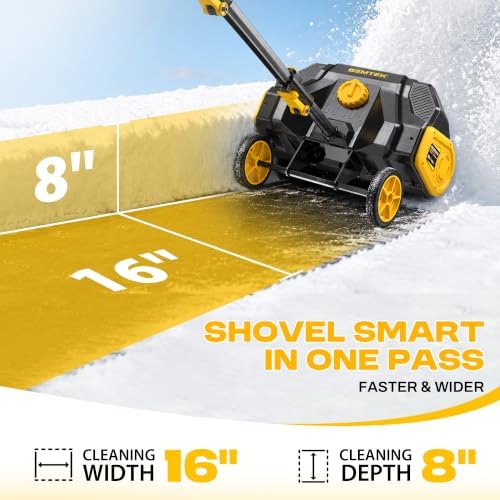 Brushless 40V Cordless Snow Shovel, 16" Electric Snow Blower with 2×4.0Ah Batteries & Fast Charger, 30FT Throw Distance for Driveway, Deck, Patio & Walkway，Yellow