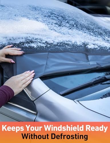 EcoNour Car Snow Cover Compatible for Audi A3 A4 A5 A6 | Windshield Cover for Ice and Snow with S-Hook Straps | Heavy-Duty 600D Oxford Winter Car Cover, Waterproof & Anti-Slip