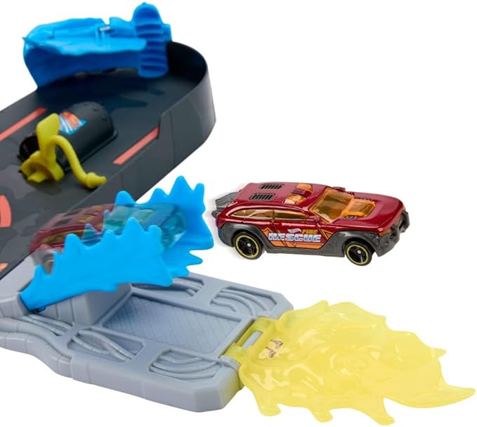 Hot Wheels Toy Car Track Set, City Super Fire Station Rescue Playset & 1:64 Scale Fire Truck, Ladder-Track Extends 16”, 4 Different Exits, Easy Storage