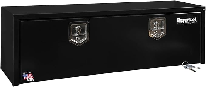 Buyers Products 1703328 Black Steel Underbody Truck Tool Box – 15 x 13 x 48 Inch - Truck Bed & Underbelly RV Storage Box, Locking T-Latch, Weather-Resistant, Heavy-Duty Flatbed Job Box, Made in USA