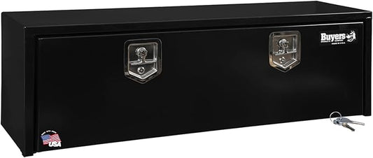 Buyers Products 1703328 Black Steel Underbody Truck Tool Box – 15 x 13 x 48 Inch - Truck Bed & Underbelly RV Storage Box, Locking T-Latch, Weather-Resistant, Heavy-Duty Flatbed Job Box, Made in USA