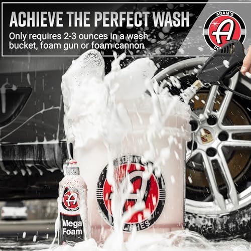 Adam’s Mega Foam Car Wash Soap (Gallon) – pH Neutral, Ultra Concentrated for Foam Cannon, Foaming Spray Gun, or Bucket – Safe for Wax, Sealants & Ceramic Coating – High Suds Car Cleaner (Pack of 2)