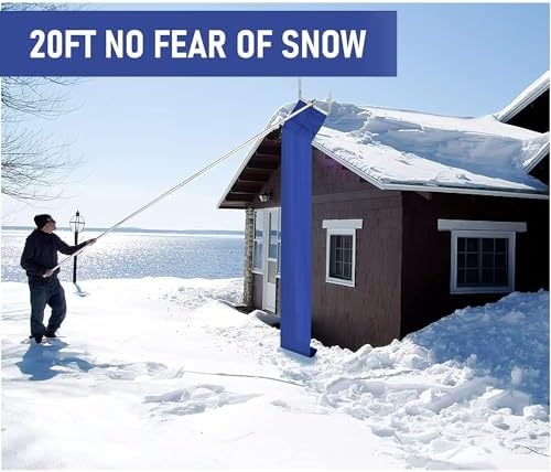 Premium 20 Feet Aluminum Snow Rake with Anti-Skid Handle & Snow Slide - Efficiently Remove Snow, Leaves, and Debris