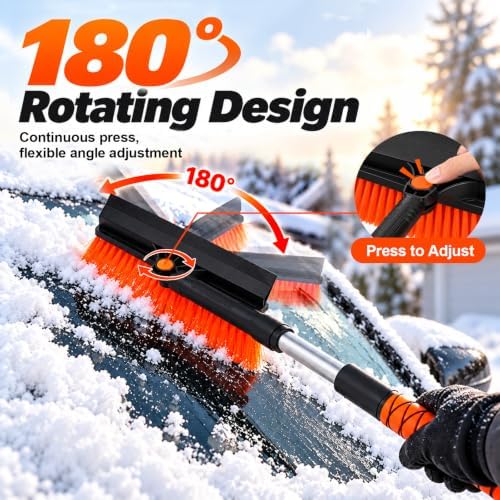 36.4" Extendable 3-in-1 Snow Brush & Ice Scrapers for Car Windshield