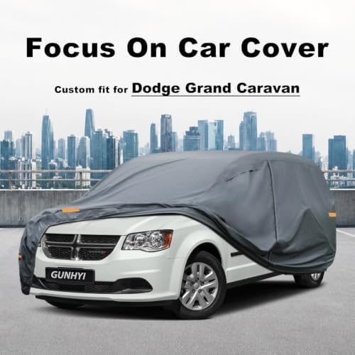 GUNHYI Premium Car Cover Custom Fit Dodge Grand Caravan, 16 Layers Heavy Duty Car Cover Waterproof All Weather with Zipper Door for Sun Rain Snow Dust Uv Protection